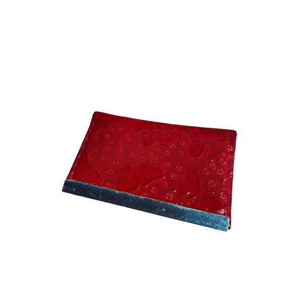 Red Butterfly Retro Small New Card Wallet ID Card Holder Never used Deadstock - Picture 7 of 13